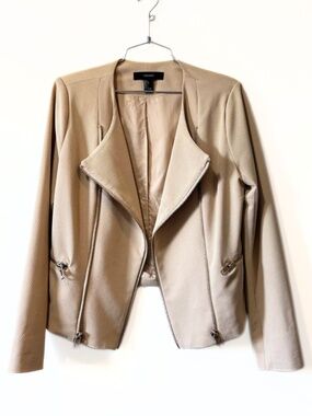 Forever 21 Moto Jacket Light Tan Size L
